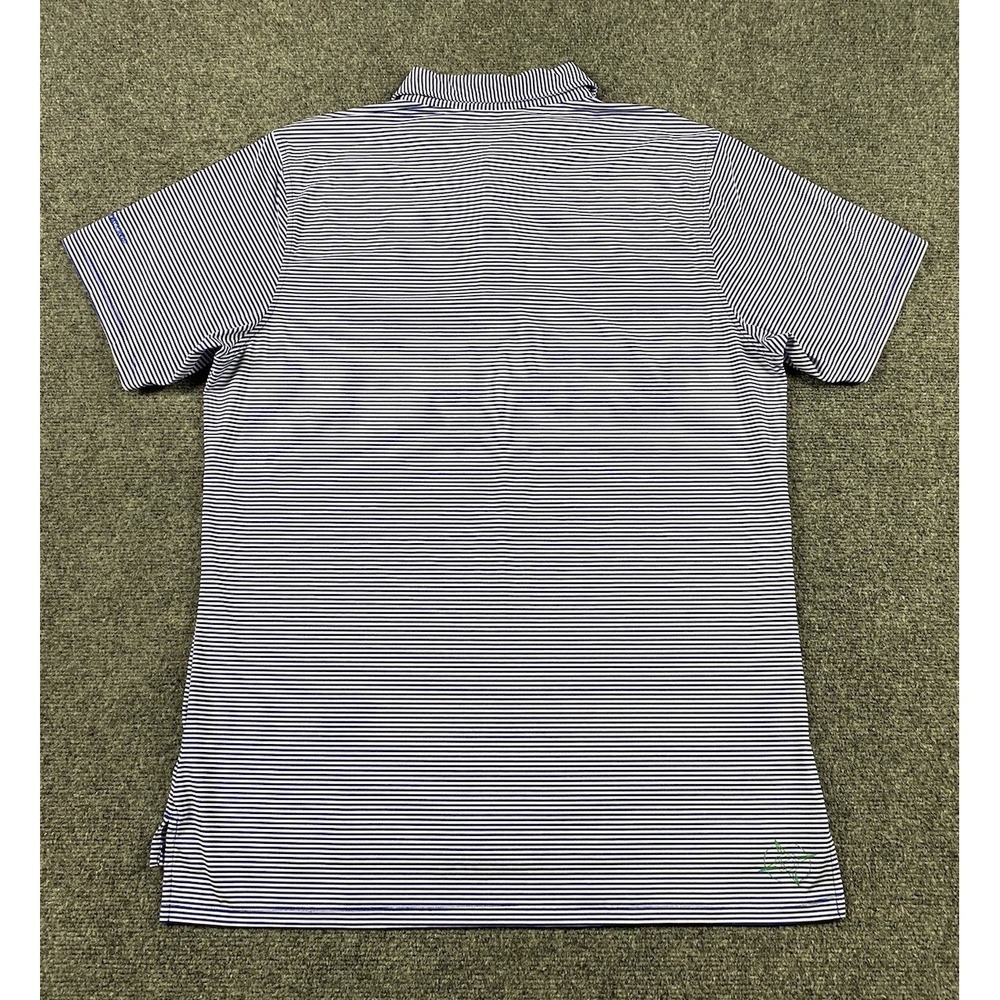 B Draddy Polo Golf Shirt M Blue White  Striped Performance Embroidered Logo USA - Picture 9 of 10